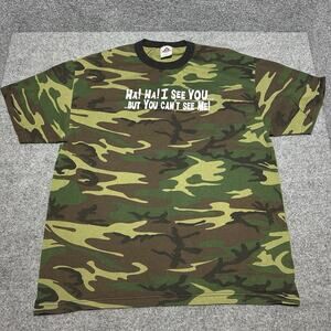 Vtg HA! HA! I See You, You Can’t See Me CAMO T-Shirt XL Camouflage Funny Joke